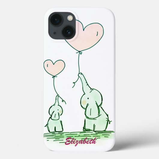 Coques Case-Mate iPhone Eléphants Mignons Avec Ballons - Personnalisé (Verso)