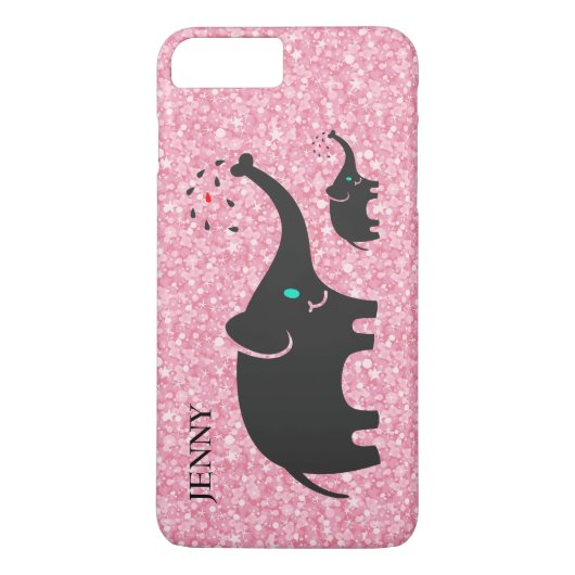 Coques Case-Mate iPhone Eléphants noirs Parties scintillant rose (Dos)