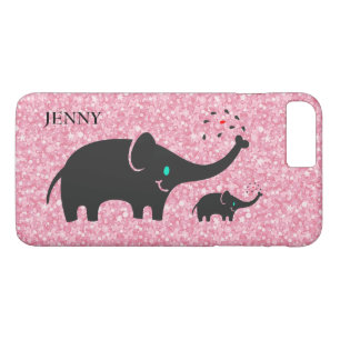 Etui iPhone Case-Mate Eléphants noirs Parties scintillant rose
