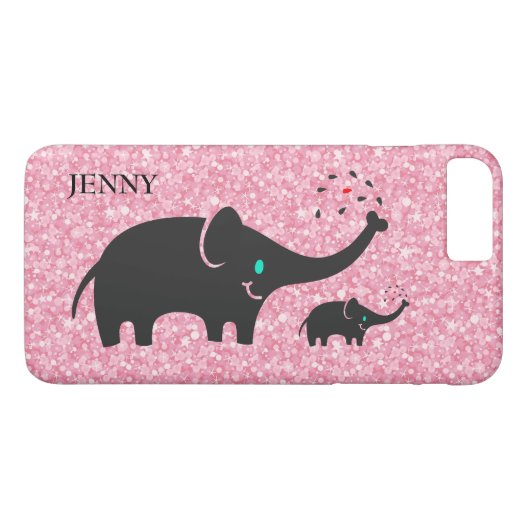 Coques Case-Mate iPhone Eléphants noirs Parties scintillant rose (Dos (Horizontal))