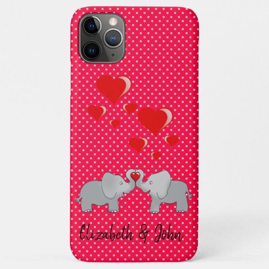 Coques Case-Mate iPhone Eléphants romantiques Coeurs rouges sur Pois (Dos)