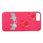 Coques Case-Mate iPhone Eléphants romantiques et Coeurs rouges sur Pois (Dos (Horizontal))
