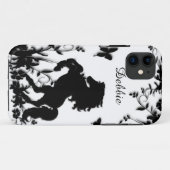 Coques Case-Mate iPhone Élevage de l'étalon/du cheval noirs sur le blanc (Dos (Horizontal))