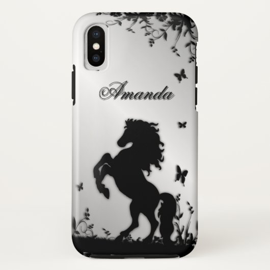 Coques Case-Mate iPhone Élevage de l'étalon noir / Cheval sur l'argent per (Dos)