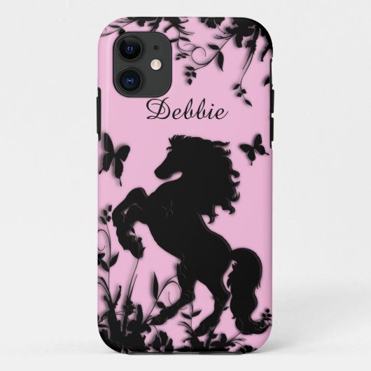 Coques Case-Mate iPhone Élevage Noir Stallion / Cheval Personnalisé (Dos)