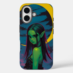 Coques iPhone 16 Elfe de la mer Lune — Portrait nocturne du croissa