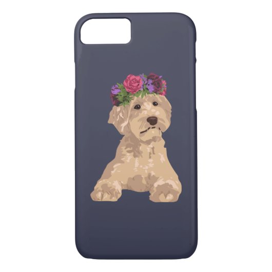 Coques Case-Mate iPhone Eli la couronne douce Labradoodle d'or de fleur (Dos)