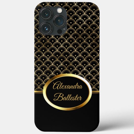 Coques Case-Mate iPhone Elite Elegant Art Déco Gold Noir (Verso)