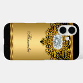 Coques Case-Mate iPhone Elite Regal Gold Black Ornate Diamond Jewel 2 (Verso (horizontal))