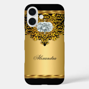 Coques iPhone 16 Elite Régale Or Noir Orné Diamant Joyau 2