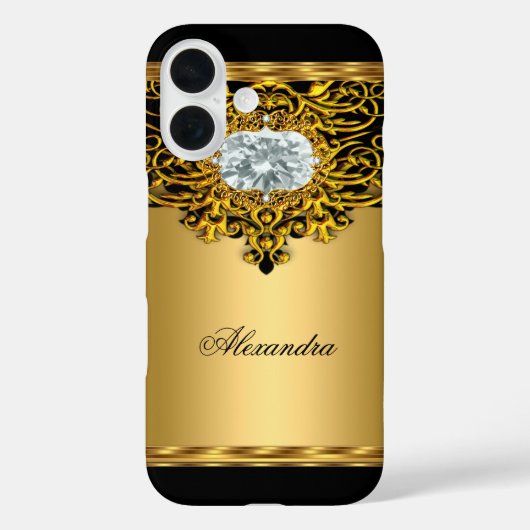 Coques Case-Mate iPhone Elite Régale Or Noir Orné Diamant Joyau 2 (Verso)