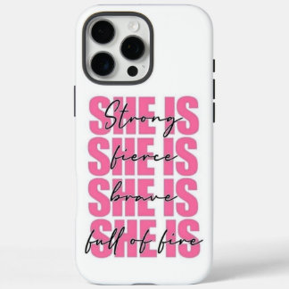 Coques iPhone 16 Pro Max "Elle est forte" Citation d'inspiration typographi