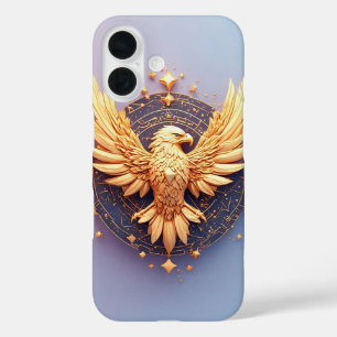 Coques iPhone 16 Emblème d'aigle doré avec étoiles décoratives