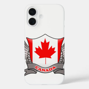 Coques iPhone 16 Emblème du drapeau du Canada