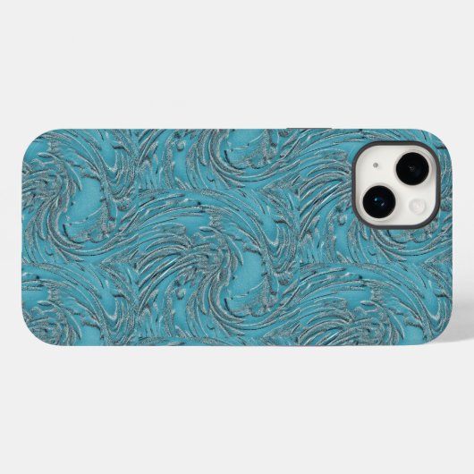 Coques Case-Mate iPhone Embossé En Turquoise (Verso (horizontal))