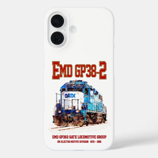 Coques Case-Mate iPhone EMD GP38-2 Locomotive diesel GATX bleu et blanc (Verso)