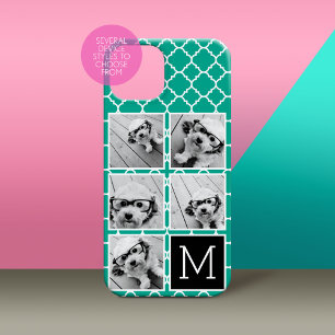 Coque iPhone 15 Pro Max Emerald Black Instagram 5 Photo Collage Monogramme