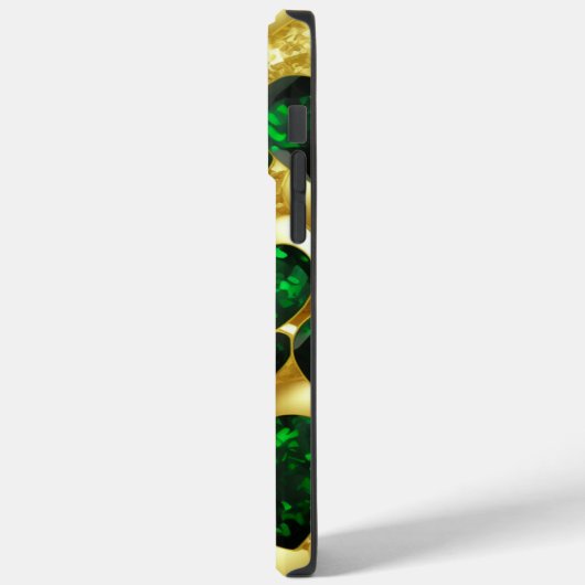 Coques Case-Mate iPhone Emerald, Gold & Diamond Hearts (Verso / Gauche)