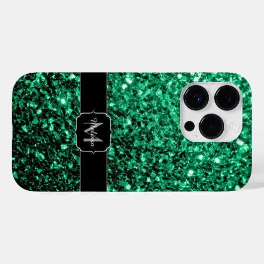 Coques Case-Mate iPhone Emerald Green fausse parties scintillant scintille (Verso (horizontal))