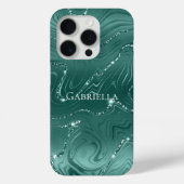 Coques Case-Mate iPhone Emerald Green Glitzy Marble personnalisé (Verso)