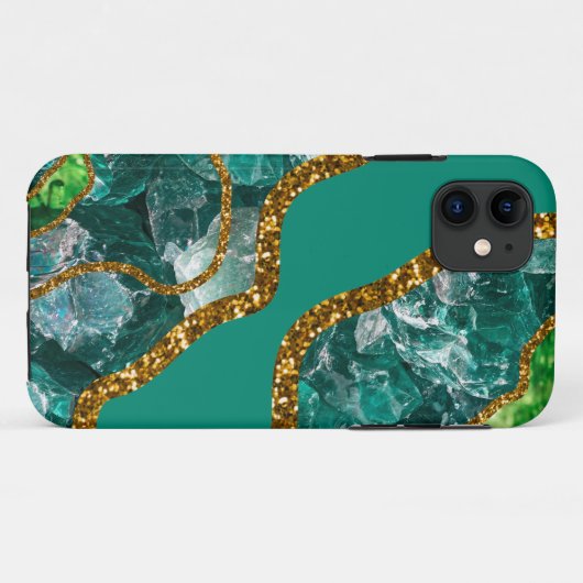 Coques Case-Mate iPhone Emerald Green & Gold Agate Geode (Dos (Horizontal))