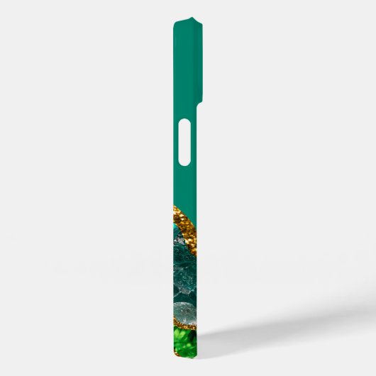 Coques Case-Mate iPhone Emerald Green & Gold Agate Géode Monogramme (Verso / Droite)
