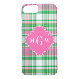 Case-Mate iPhone Case Emerald Green Hot Pink Wht Preppy Madras