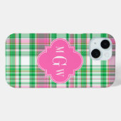 Coques Case-Mate iPhone Emerald Green Hot Pink Wht Preppy Madras (Verso (horizontal))