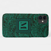Coques Case-Mate iPhone Emerald Green Monogramme Motif botanique (Dos (Horizontal))