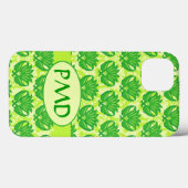 Coques Case-Mate iPhone Emerald Lime Green Art Nouveau Damask Monogramme (Verso (horizontal))