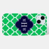 Coques Case-Mate iPhone Emerald White Marocain #5 Marine 3 Monogramme init (Verso (horizontal))