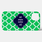 Coques Case-Mate iPhone Emerald White Marocain #5 Marine 3 Monogramme init (Verso (horizontal))