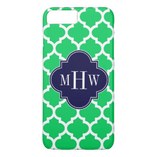 Coques Pour iPhone Emerald White Marocain #5 Marine 3 Monogramme init