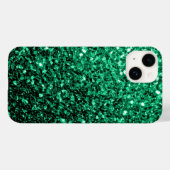 Coques Case-Mate iPhone Émeraude de parties scintillant verte (Verso (horizontal))