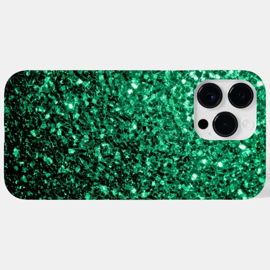 Coques Case-Mate iPhone Émeraude de parties scintillant verte (Verso (horizontal))