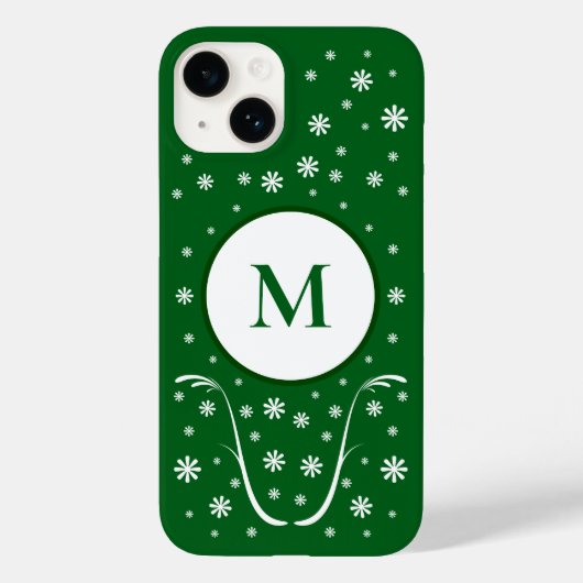 Coques Case-Mate iPhone Émeraude Vert Fleur Power Monogramme Téléphone (Verso)