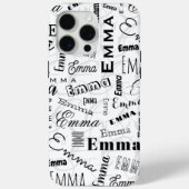 Coques Case-Mate iPhone Emma Nom personnalisé Noir Blanc (Verso)