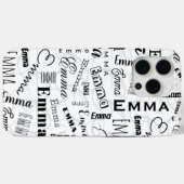 Coques Case-Mate iPhone Emma Nom personnalisé Noir Blanc (Verso (horizontal))