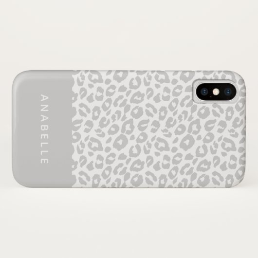 Coques Case-Mate iPhone Empreinte de léopard animal gris et blanc pâle (Dos (Horizontal))