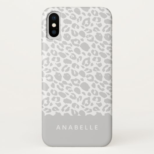 Coques Case-Mate iPhone Empreinte de léopard animal moderne gris pâle et b (Dos)