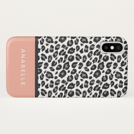 Coques Case-Mate iPhone Empreinte de léopard animal moderne noir et blanc (Dos (Horizontal))