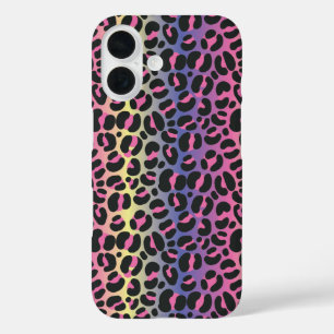 Coques iPhone 16 Empreinte de léopard arc-en-ciel