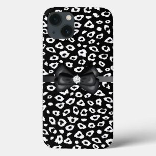 Etui iPhone 13 Empreinte de léopard avec Bow