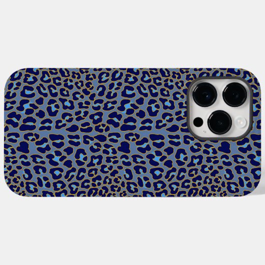 Coques Case-Mate iPhone Empreinte de léopard bleu (Verso (horizontal))