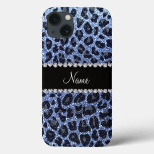 iPhone 13 Case Empreinte de léopard de parties scintillant bleu c