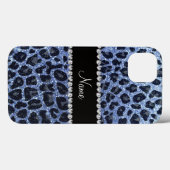 Coques Case-Mate iPhone Empreinte de léopard de parties scintillant bleu c (Verso (horizontal))
