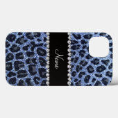 Coques Case-Mate iPhone Empreinte de léopard de parties scintillant bleu c (Verso (horizontal))