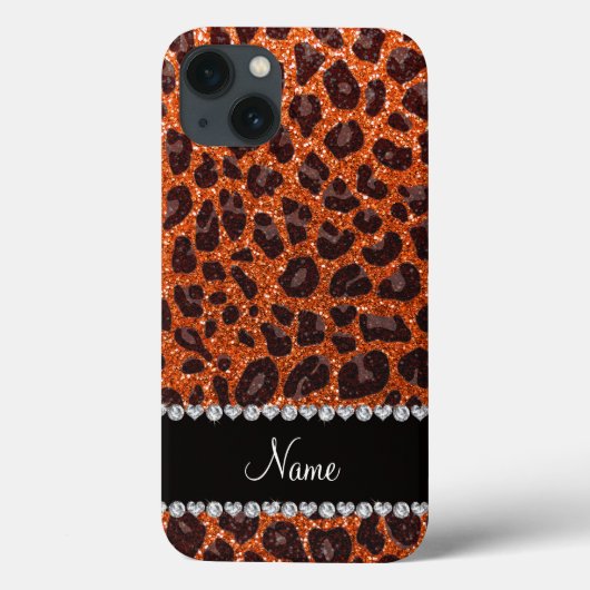 Coques Case-Mate iPhone Empreinte de léopard de parties scintillant orange (Verso)