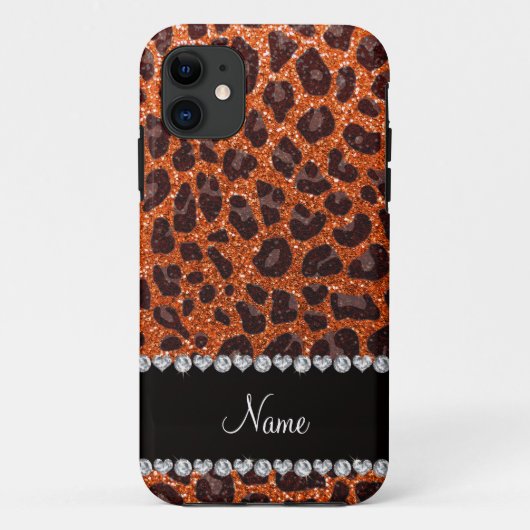 Coques Case-Mate iPhone Empreinte de léopard de parties scintillant orange (Dos)