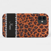 Coques Case-Mate iPhone Empreinte de léopard de parties scintillant orange (Dos (Horizontal))